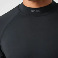Borg Mock Neck T-Shirt, Black Beauty