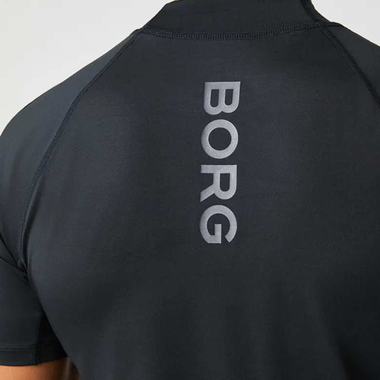 Borg Mock Neck T-Shirt, Black Beauty