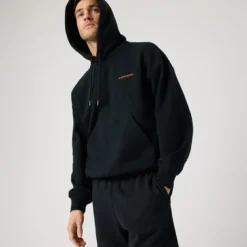 Borg Oversized Hoodie, Black Beauty