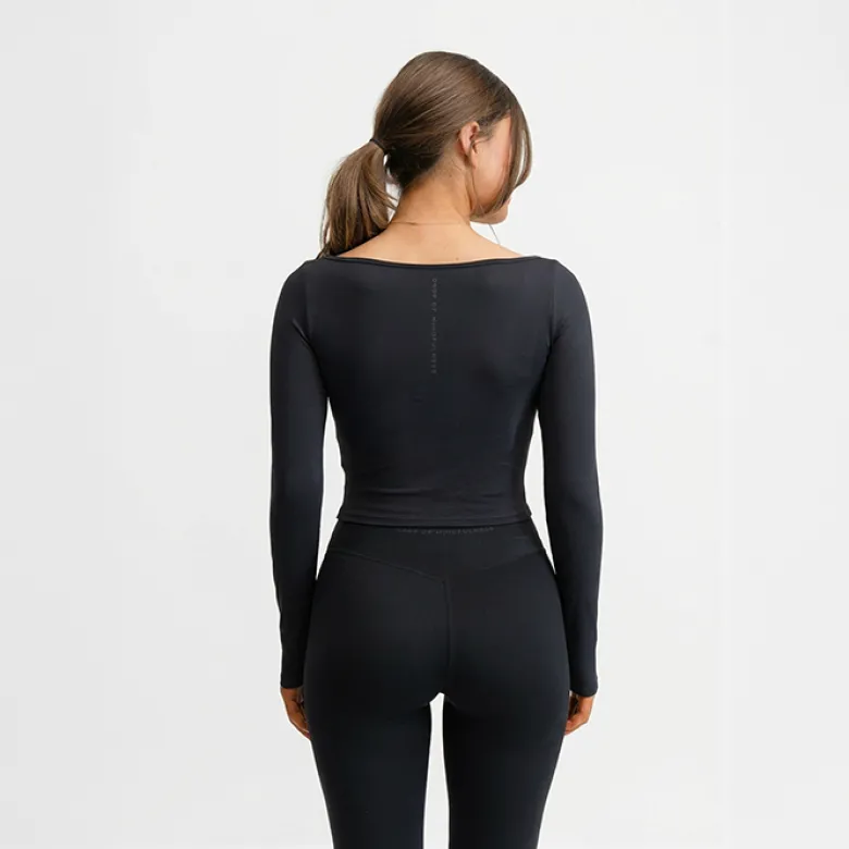 Butter Soft Long Sleeve Crop Black