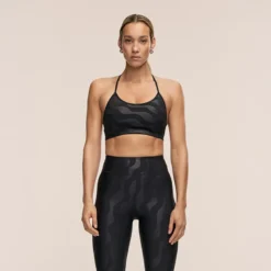 Casall Sleek Strappy Sports Bra Printed Black Geo
