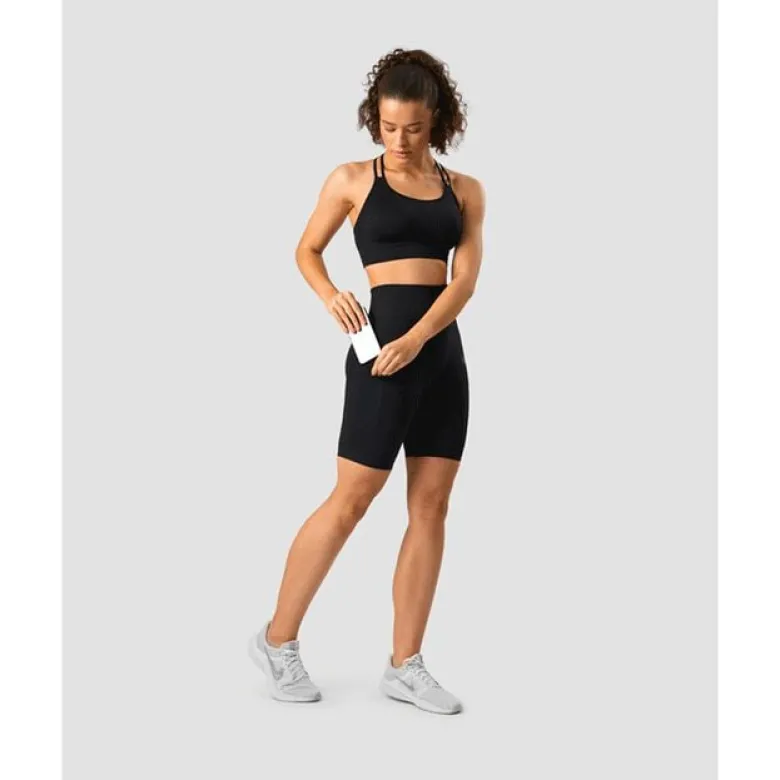 Define Seamless Pocket Biker Shorts, Black
