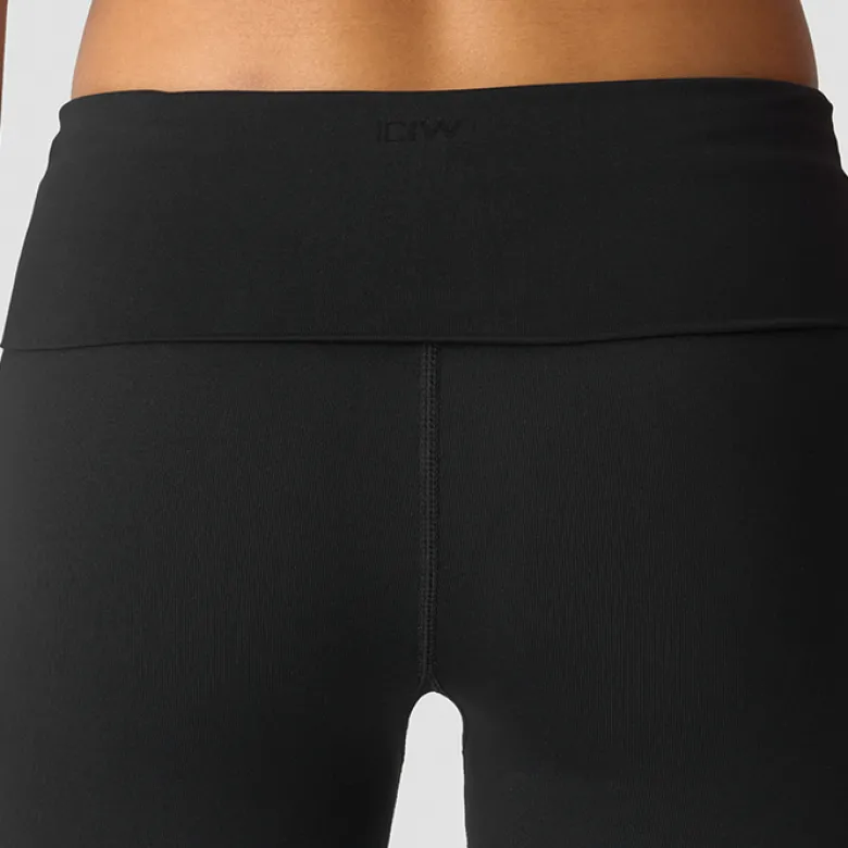 Essence Seamless Fold Over Flared Pants, Black