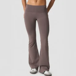 Essence Seamless Fold Over Flared Pants, Dusty Brown