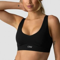 Essential Mid Support Sports Bra, Black