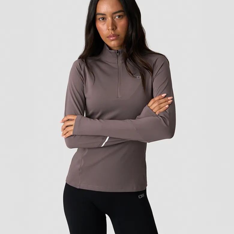 Everyday Long Sleeve Stripe 1/4 Zip, Dusty Brown