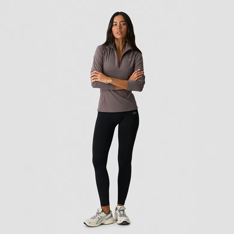 Everyday Long Sleeve Stripe 1/4 Zip, Dusty Brown