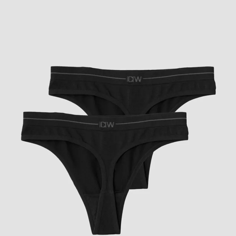 Everyday Seamless Thong 2-pack, Black
