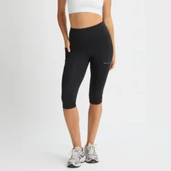 Flattering High Waist Capri Tights, Black