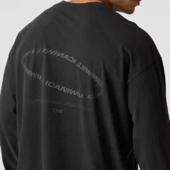 Grit Stonewashed Long Sleeve Print, Black