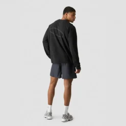 Grit Stonewashed Long Sleeve Print, Black