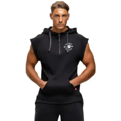 Huntley Sleeveless Hoodie, black