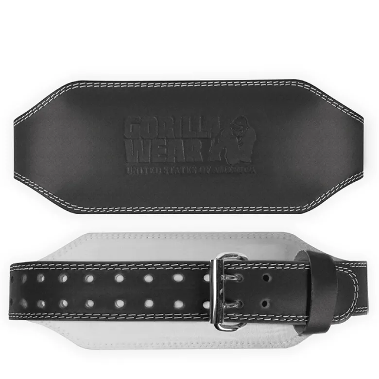 6 Inch Padded Leather Belt, Black/Black