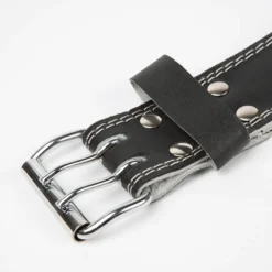6 Inch Padded Leather Belt, Black/Black