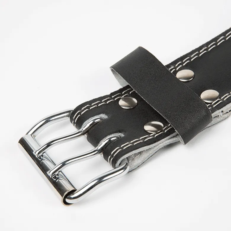 6 Inch Padded Leather Belt, Black/Black