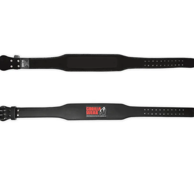 4 Inch Padded Leather Belt, Black/Red