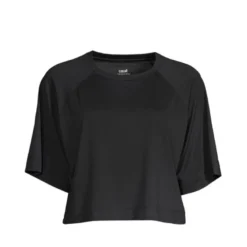 Laser Mesh Crop Tee, Black