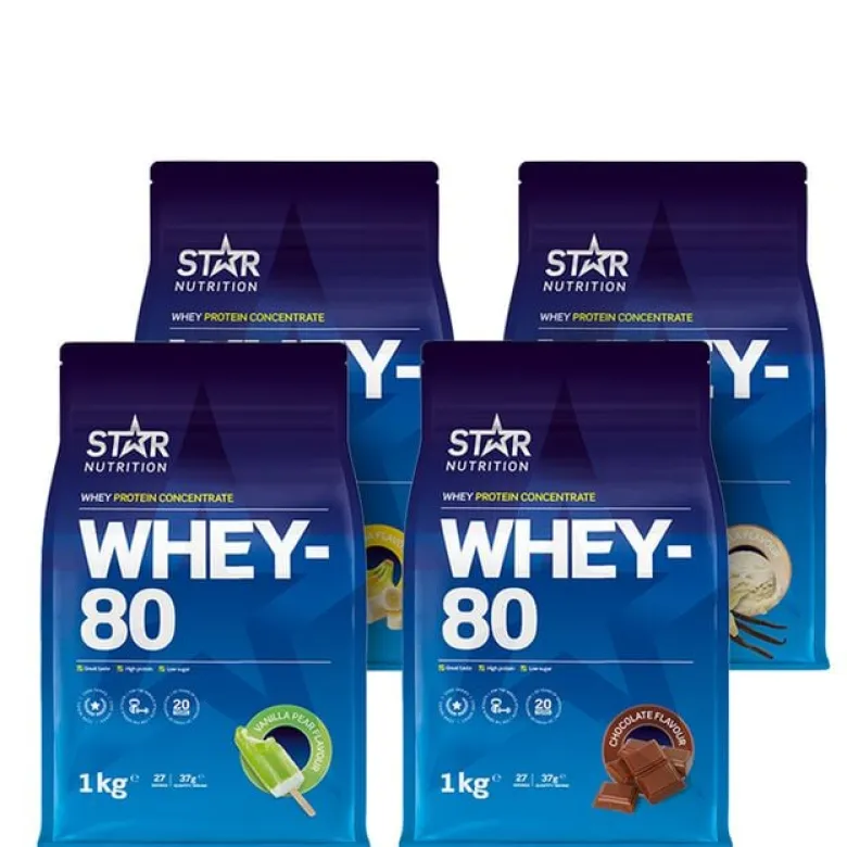Mix&Match: 4 x Whey-80 Myseprotein 1 kg