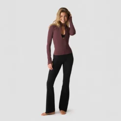 Nimble 1/2 Zip Long Sleeve, Dull Berry Red