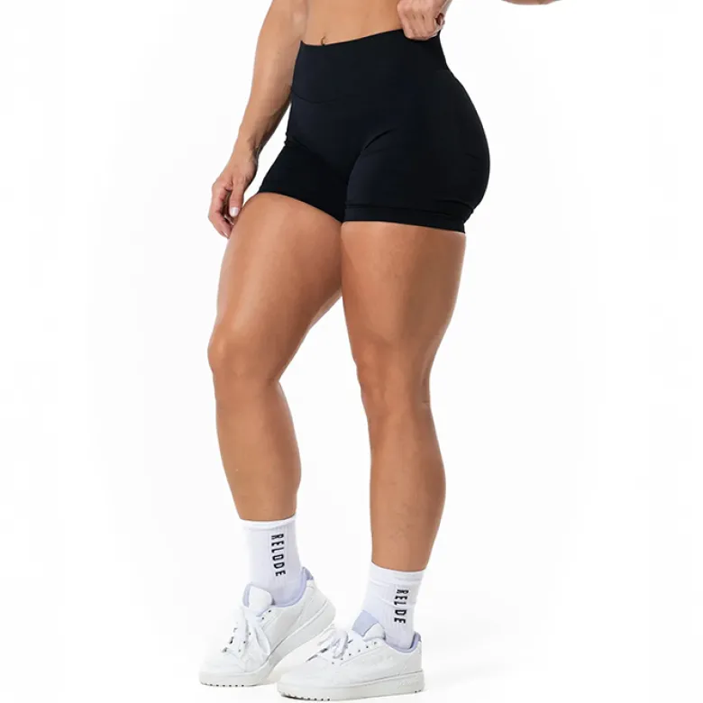 Relode Aura Seamless Scrunch Shorts, Black