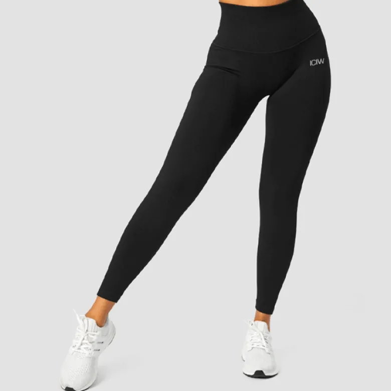 Ribbed Define Seamless Pocket Tights, Black