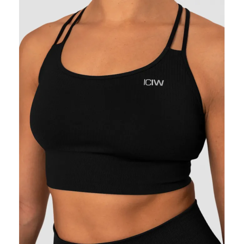 Ribbed Define Seamless Sports Bra, Black