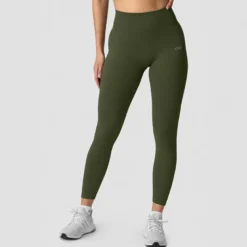 Ribbed Define Seamless Tights, Dark Khaki Green