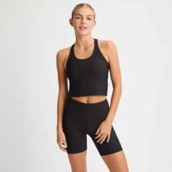 Ribbed R Tank, Black