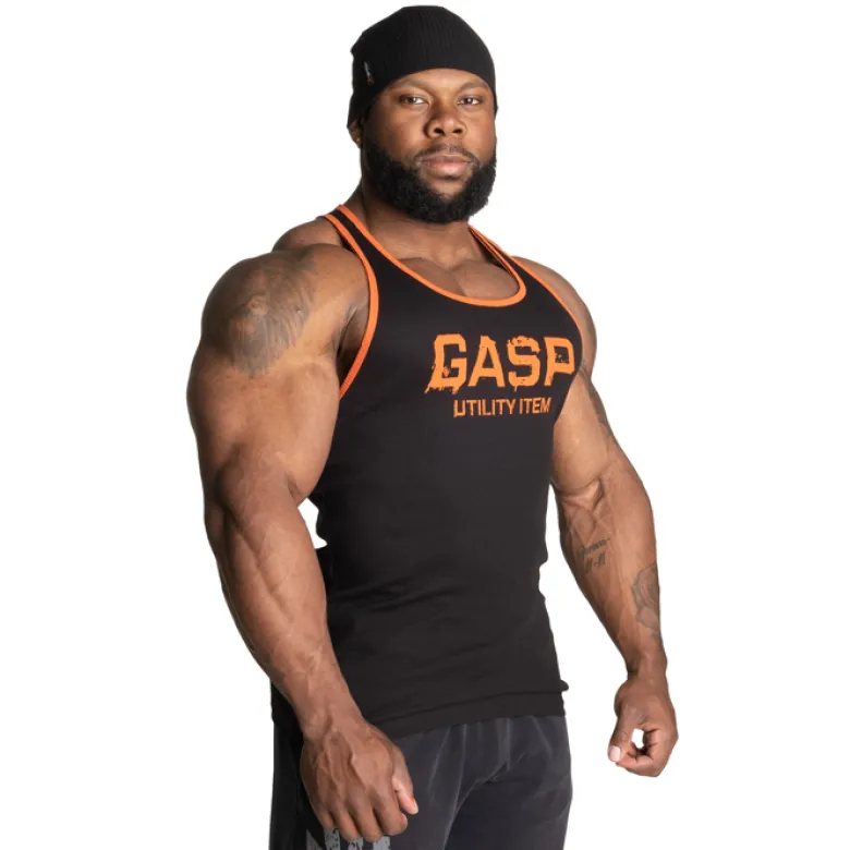 Ribbed T-back, Black/Flame