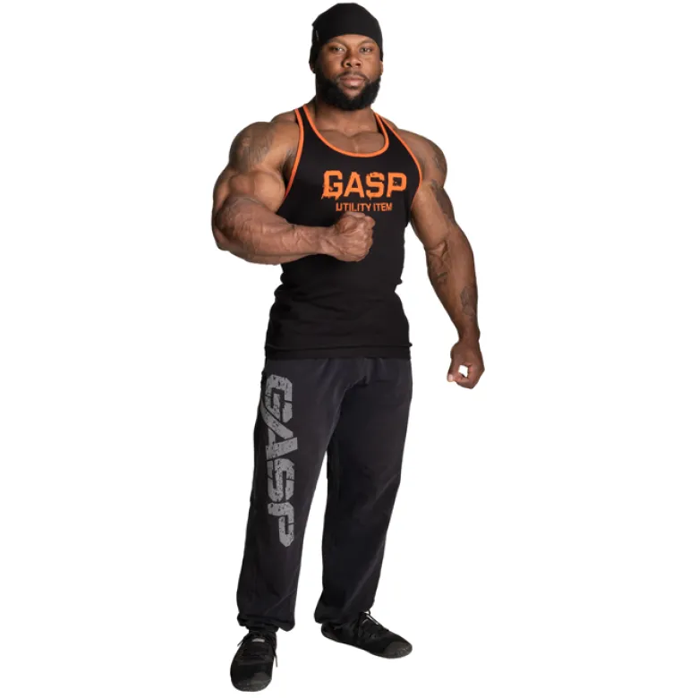 Ribbed T-back, Black/Flame
