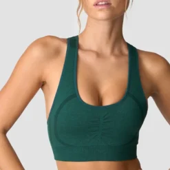 Rush Seamless Sports Bra, Dark Green Melange