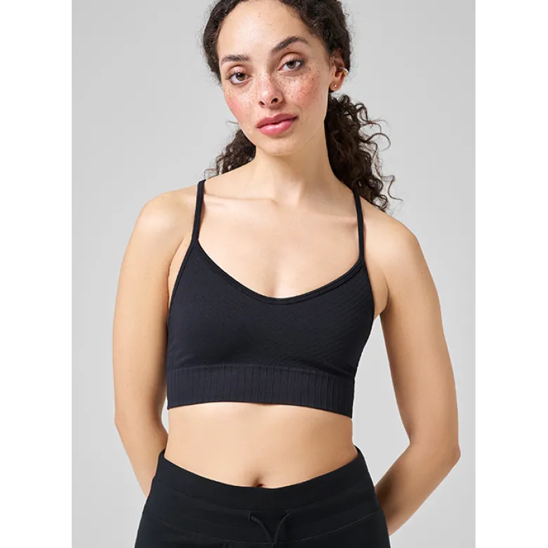 Seamless Graphical Rib Sports Top, Black