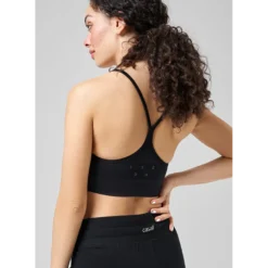 Seamless Graphical Rib Sports Top, Black