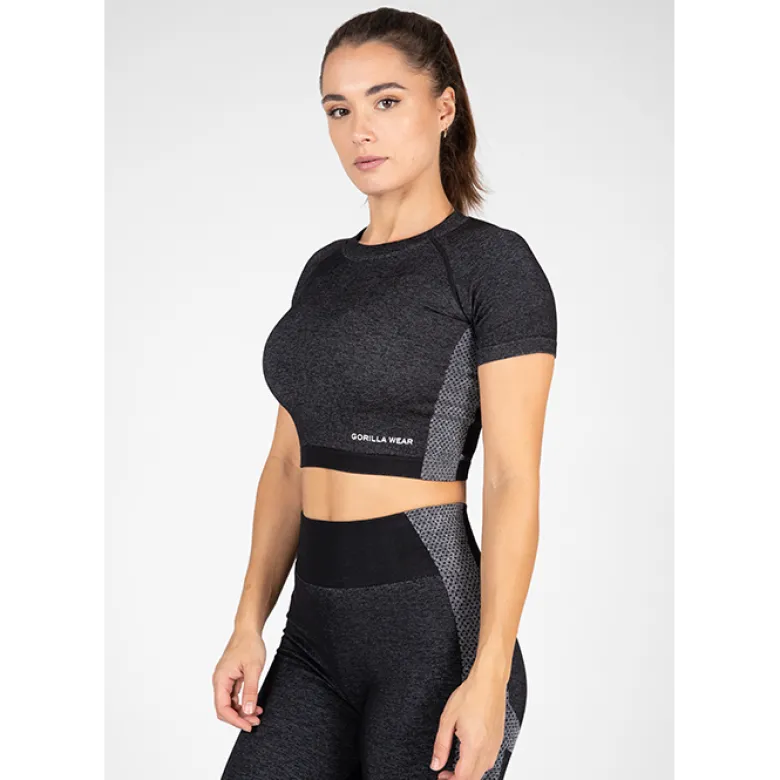 Selah Seamless Crop Top, Black