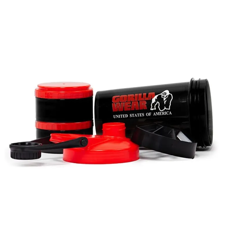 Shaker 2 Go Svart/Rød 500 ml + 130 ml x 2