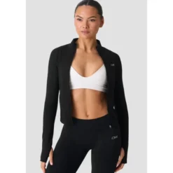 Smooth Seamless Zip Jacket, Black