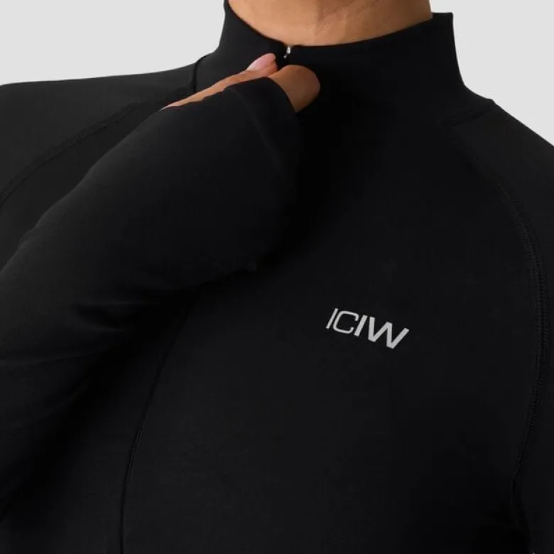 Smooth Seamless 1/2 Zip LS, Black