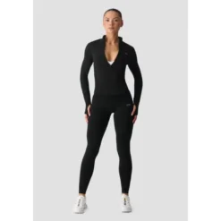 Smooth Seamless 1/2 Zip LS, Black