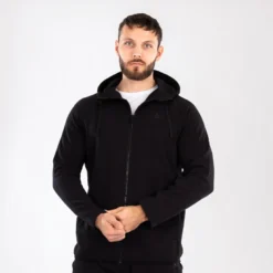 Star Zipped Hoodie Black