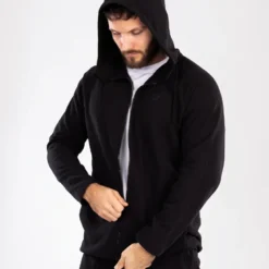 Star Zipped Hoodie Black