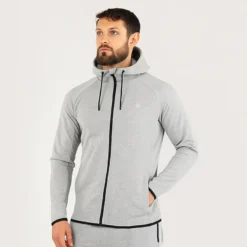 Star Zipped Hoodie Grey Melange