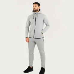 Star Zipped Hoodie Grey Melange