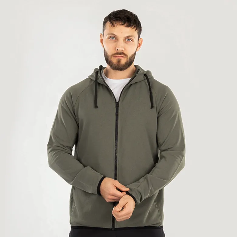 Star Zipped Hoodie Moss Green