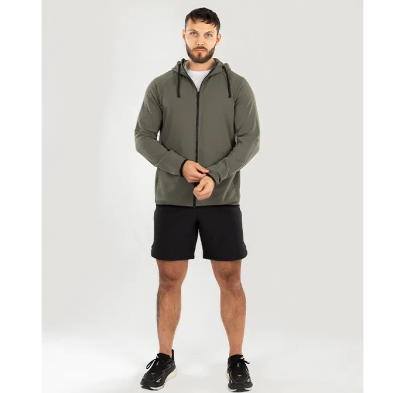 Star Zipped Hoodie Moss Green