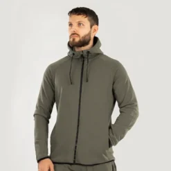 Star Zipped Hoodie Moss Green