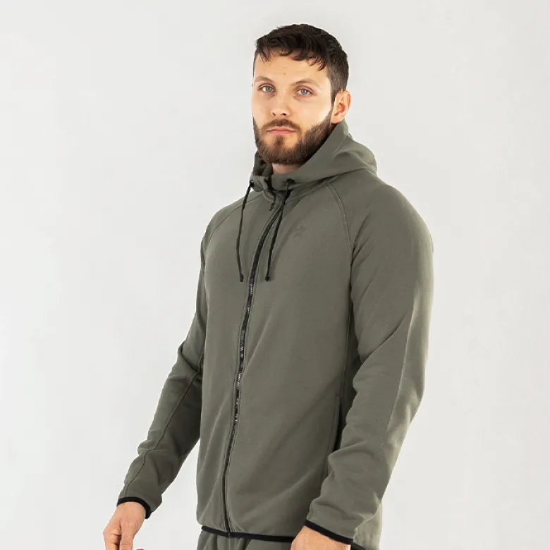 Star Zipped Hoodie Moss Green