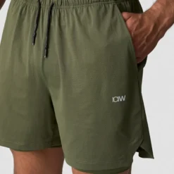 Stride 2-in-1 Shorts, Dark Khaki Green