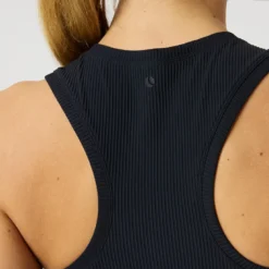 Studio Ribbed Cropped Tank Top, Black Beauty
