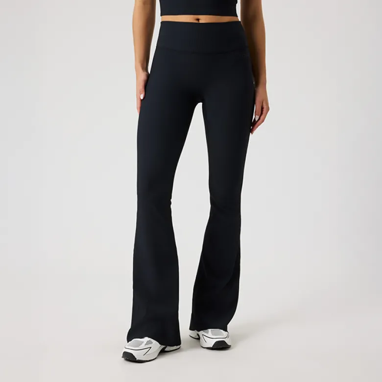 Studio Ribbed Flare Tights, Black Beauty