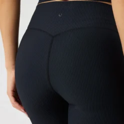 Studio Ribbed Flare Tights, Black Beauty